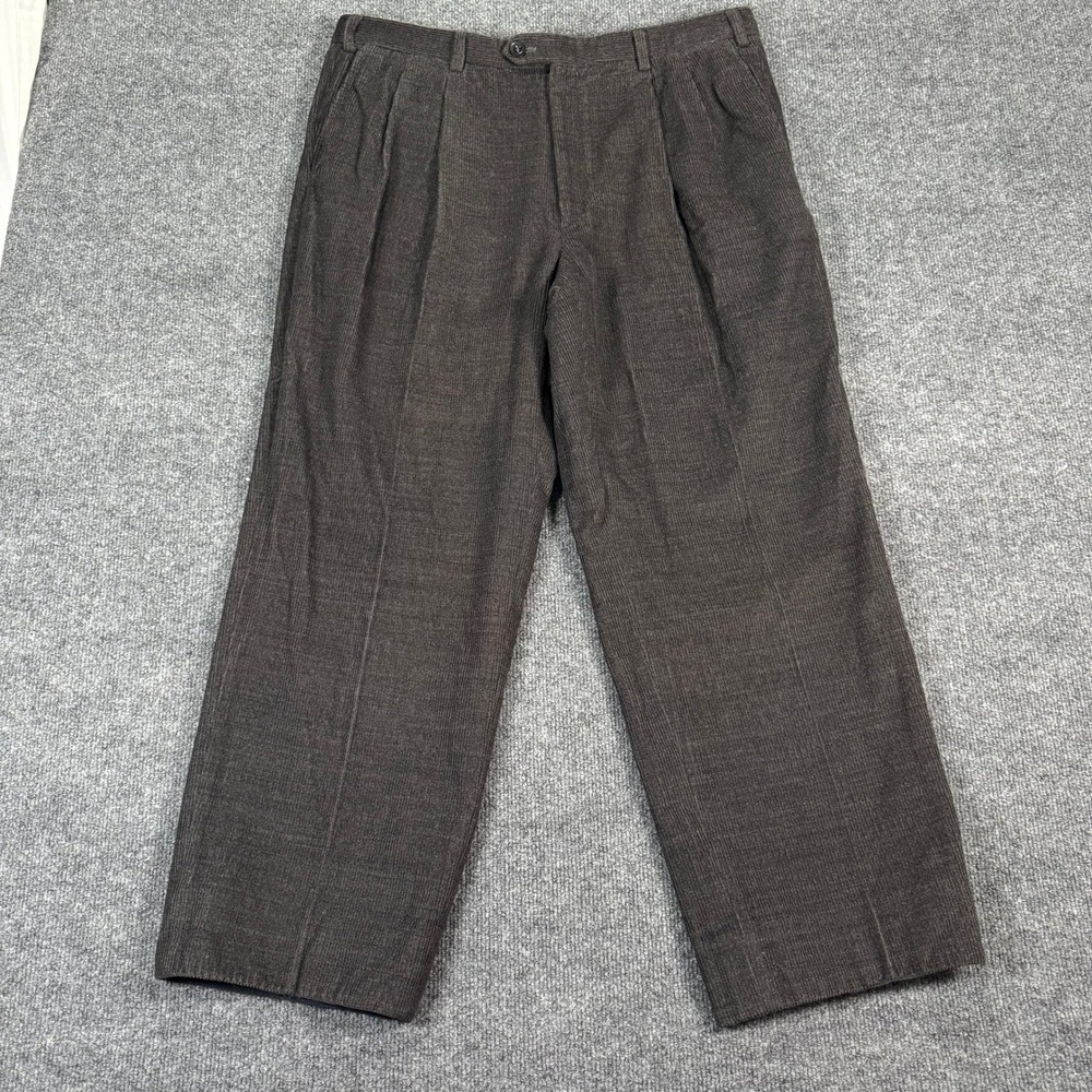 Brioni Mens Brown Wool Pleated Corduroy Pants Trousers Made in Italy Size 34x28